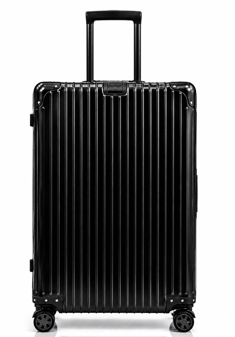 100% Genuine Full Aluminum Travel Suitcase featuring a premium aluminum shell, 360° dual spinner wheels, secure safety lock, telescopic handle, available in 20-inch and 28-inch sizes, offered in multiple colors, and includes a free silicone protective cover as a complimentary gift. - Image 3