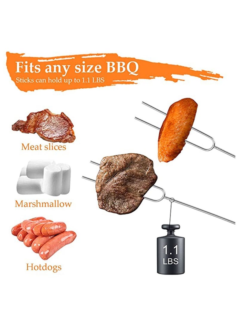 Y&D - Extendable Marshmallow Roasting Sticks - KASTWAVE Set of 8 Telescoping Smores Skewers & Hot Dog Forks with Wooden Handle for Fire Pit Campfire 32 Inch Stainless Steel BBQ Kit Outdoor Camping - Image 1