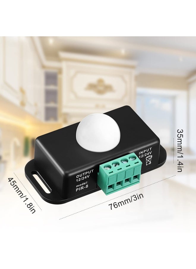 Generic - 3 Packs 12 V 24 PIR Sensor Adjustable LED c Black Infrared Motion Detector Body Sensing Light Switch Controller with Embedded Probes for Flexible Strip Lights - Image 1