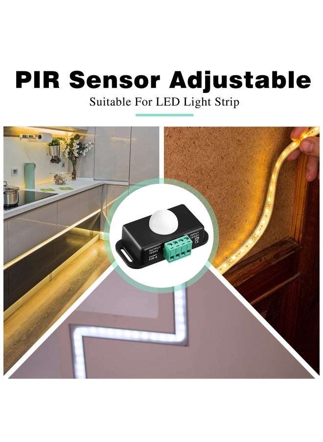Generic - 3 Packs 12 V 24 PIR Sensor Adjustable LED c Black Infrared Motion Detector Body Sensing Light Switch Controller with Embedded Probes for Flexible Strip Lights - Image 1