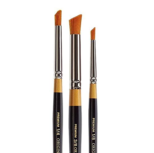KINGART Premium 3 pc Original Gold 9850 Series DEERFOOT STIPPLER Artist Brush Set Synthetic Golden Taklon Hair for Acrylic Oil Watercolor and Gouache Short Handle 3 Sizes 18 14 38 - Image 3