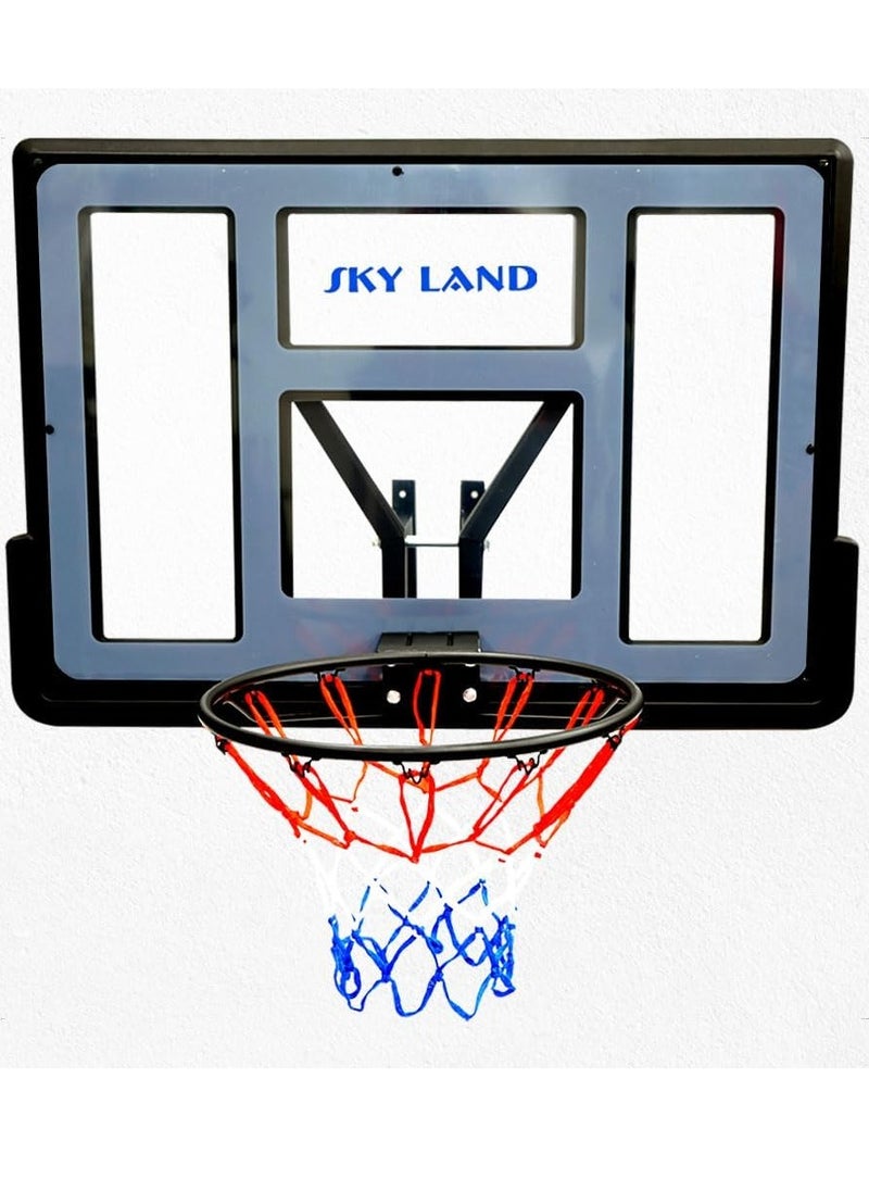 Sky Land Wall Mounted Basketball Hoop Backboard, Standard Basketball Backboard, Durable Construction with Nylon Net for Indoor/Outdoor  - Image 1