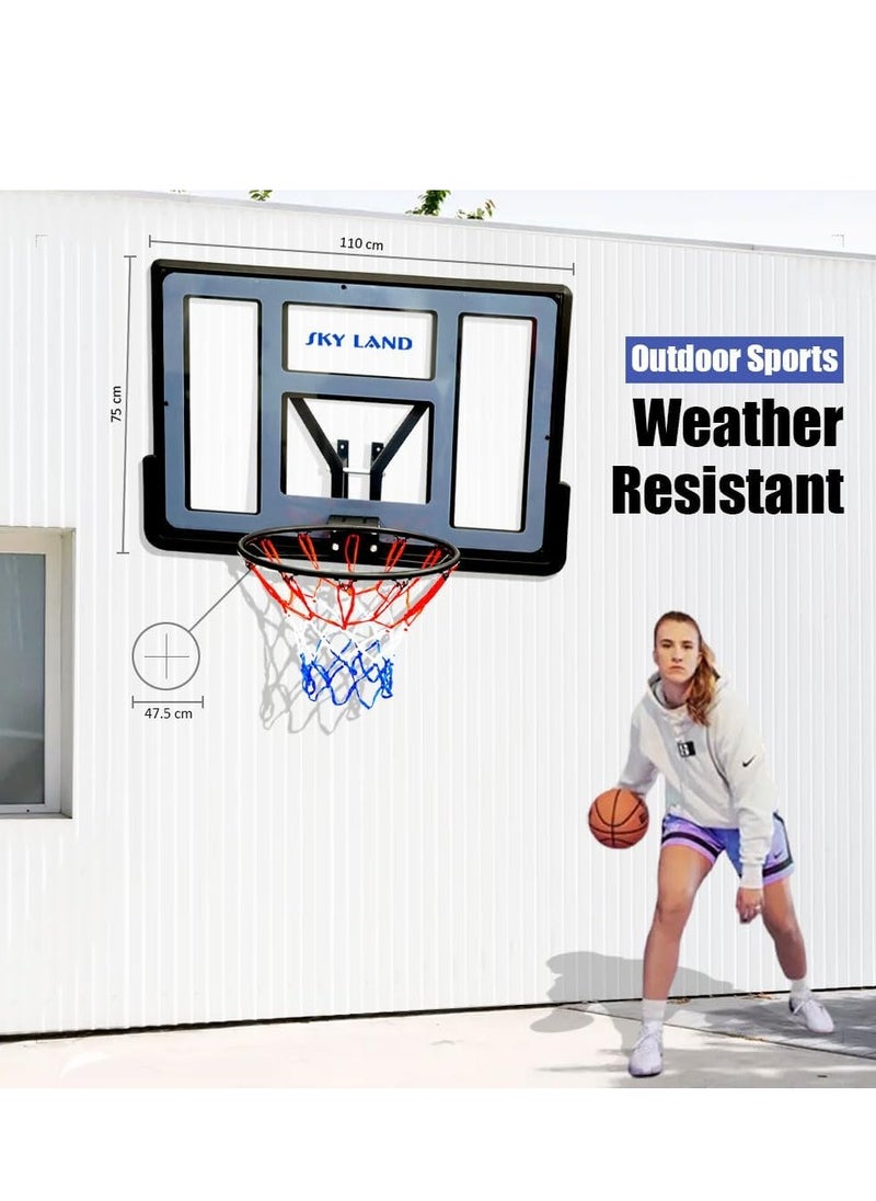 Sky Land Wall Mounted Basketball Hoop Backboard, Standard Basketball Backboard, Durable Construction with Nylon Net for Indoor/Outdoor  - Image 4