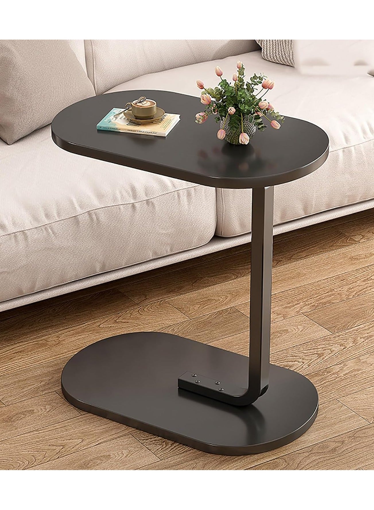 Sofa Side End Table, Light Luxury Side Table Simple Corner Table Bedside Cabinet Metal Frame C Shaped Table for Sofa Bed Living Room Bedroom