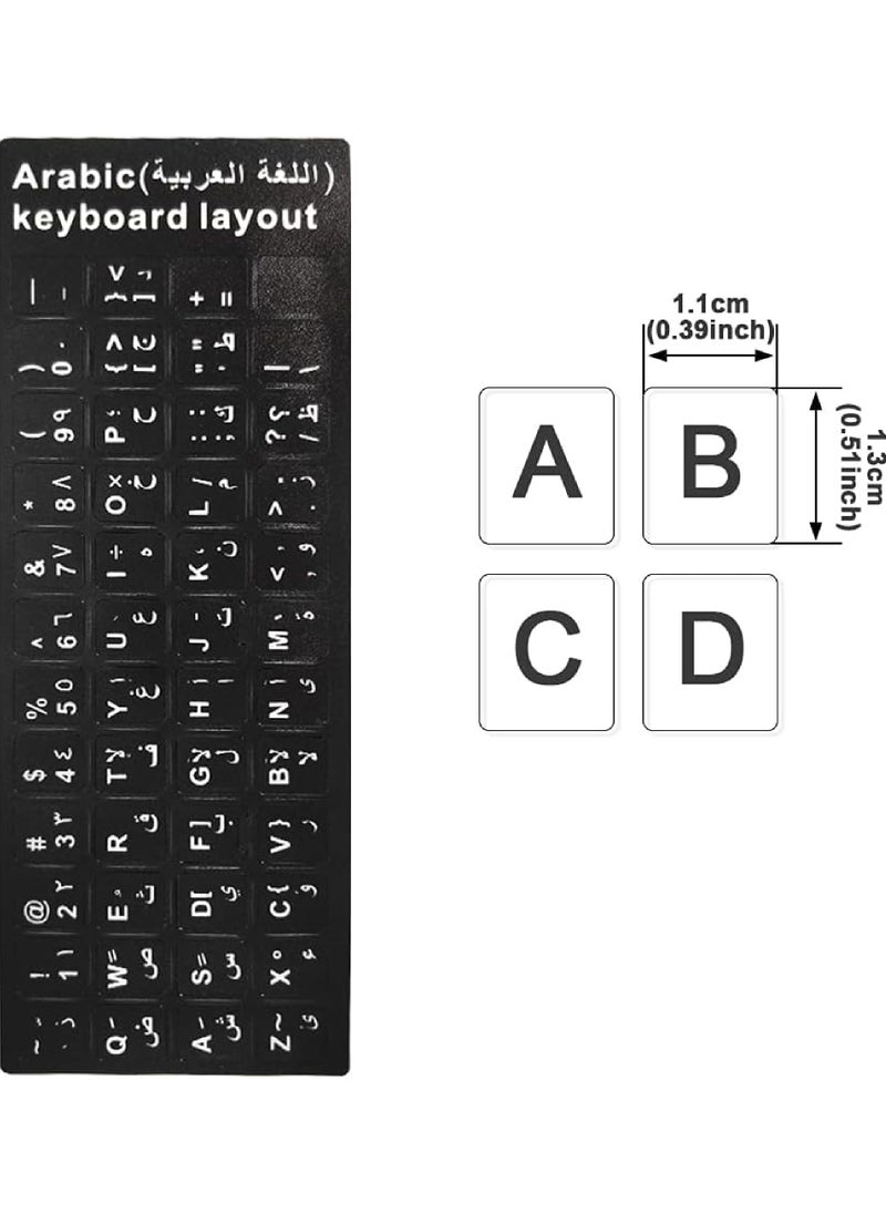 كابتن تيك 2PCS Arabic Keyboard Stickers Arabic-English Keyboard Letters Replacement Stickers Black Background with White Font for Computer Laptop Notebook Desktop Matte Arabic Keyboard Alphabet Stickers - Image 4