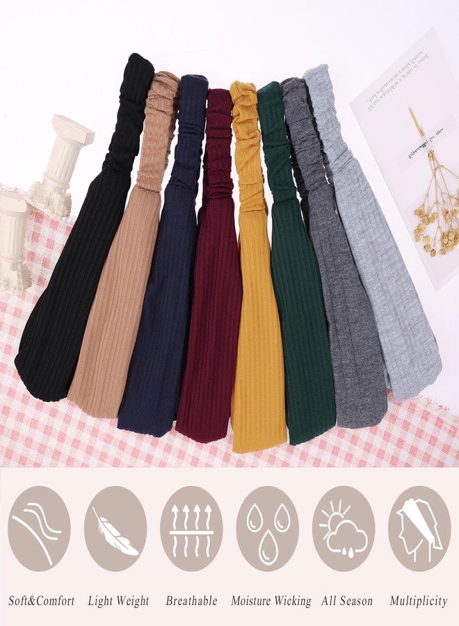 إكستريند مجموعة إكس تريند من 8 قطع من عصابات الرأس النسائية، عصابات رأس مرنة بتصميم ملتوي ومتشابك، مانعة للانزلاق، مناسبة لليوجا والتمارين الرياضية، ناعمة، بلون موحد، إكسسوار شعر بسيط ومتعدد الاستخدامات. - Image 2