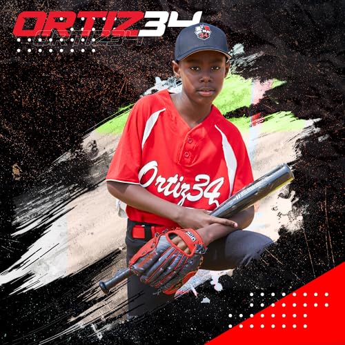 Ortiz34 Homerun Kids Tee Ball Set- David Ortiz 3-in-1 Aluminum Baseball Bat, Baseball, & Youth Baseball Glove Bundle (Made for Youth/Kids) (Red) - Image 4