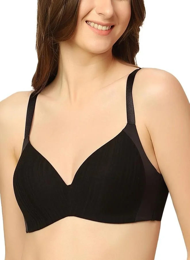 ترايامف Triumph International Women's Polyamide Wire Free Casual T-Shirt Bra (110I720_Black_36E)