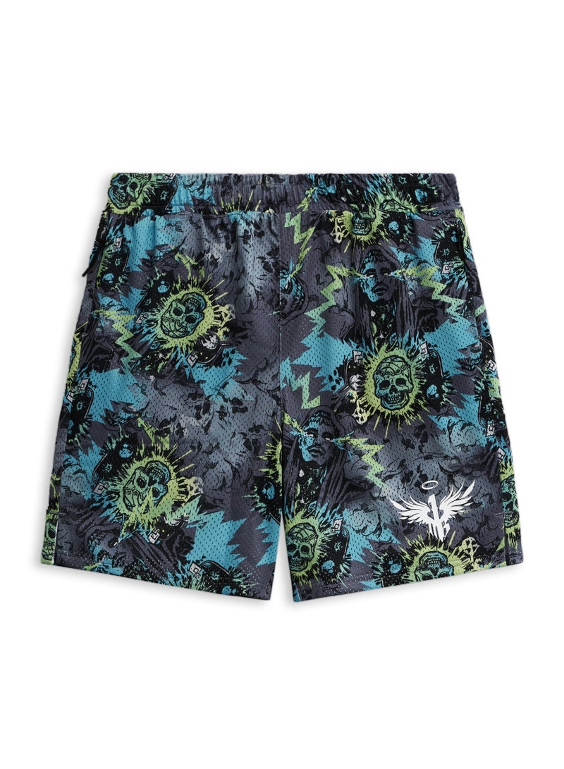 PUMA MELO Hive Mens Printed Basketball Shorts - Image 1