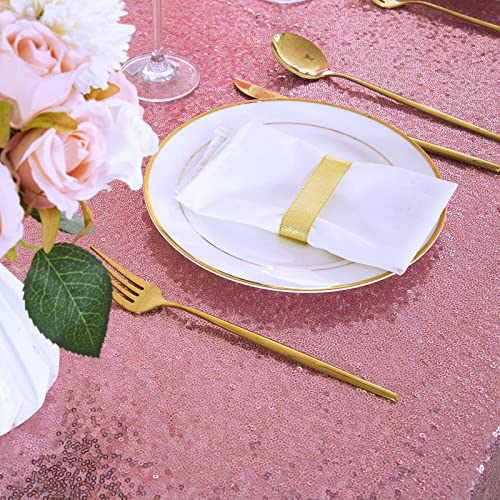 B.Cool Bright Sequin Tablecloth Fuchsia Pink Valentine's Day Table Cloth Rectangle Hot Pink for Party Dinner Banquet Festival Wedding Anniversary Exhibition Dessert Table 60x102inches - Image 5