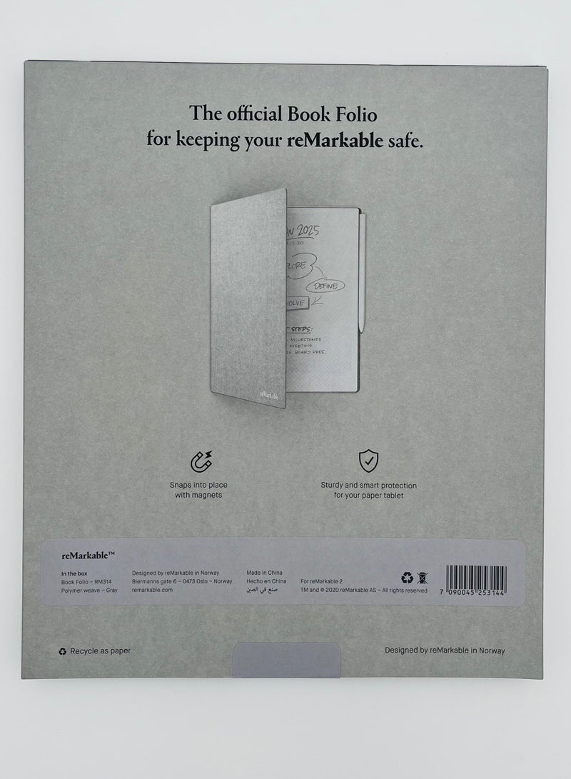 reMarkable Book Folio Polymer Weave Gray Cover for Remarkable 2 - Image 2