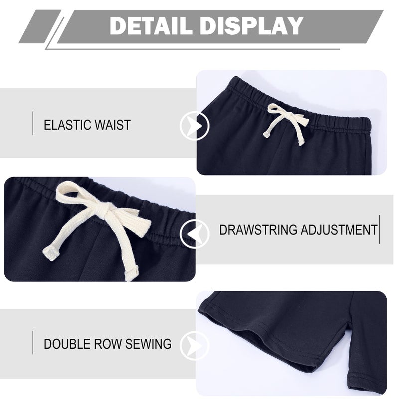 Phedrew 5-Pack Boys Cotton Shorts Toddler French Terry Cotton Pull On Shorts with Drawstringï¼ˆ2-12 Yearsï¼‰ - Image 5