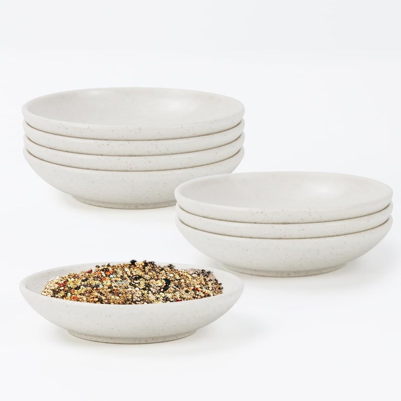 Homienly Plastic Dipping Set of 8  4 inch Wheat Straw Plates Soy Sauce Dish Dipping Bowls Mini Appetizer Plates for Side Dishes Condiment BBQ and Party Dinner  White - Image 1
