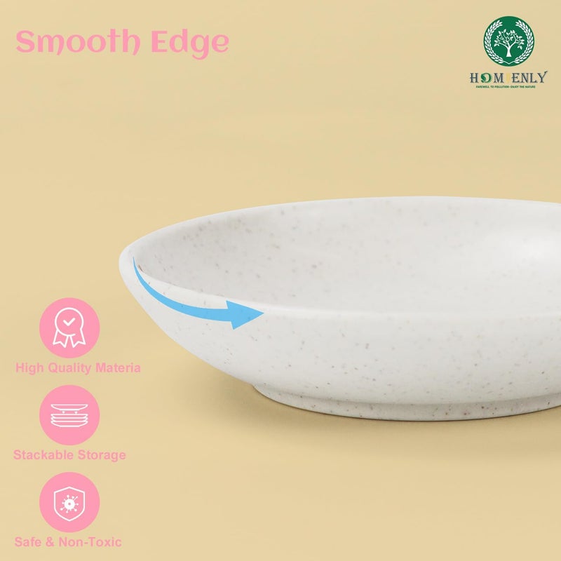 Homienly Plastic Dipping Set of 8  4 inch Wheat Straw Plates Soy Sauce Dish Dipping Bowls Mini Appetizer Plates for Side Dishes Condiment BBQ and Party Dinner  White - Image 3