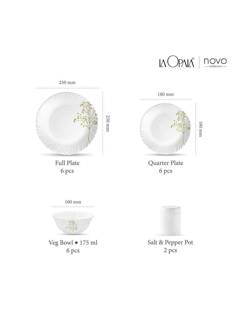 La Opala - La Opala, Novo Collection, Opal Glass Dinner Set 20 pcs, Blissfull Green, White - Image 1
