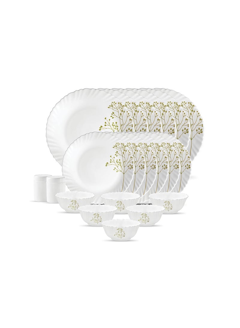 La Opala - La Opala, Novo Collection, Opal Glass Dinner Set 20 pcs, Blissfull Green, White - Image 1