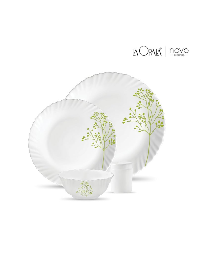La Opala - La Opala, Novo Collection, Opal Glass Dinner Set 20 pcs, Blissfull Green, White - Image 1
