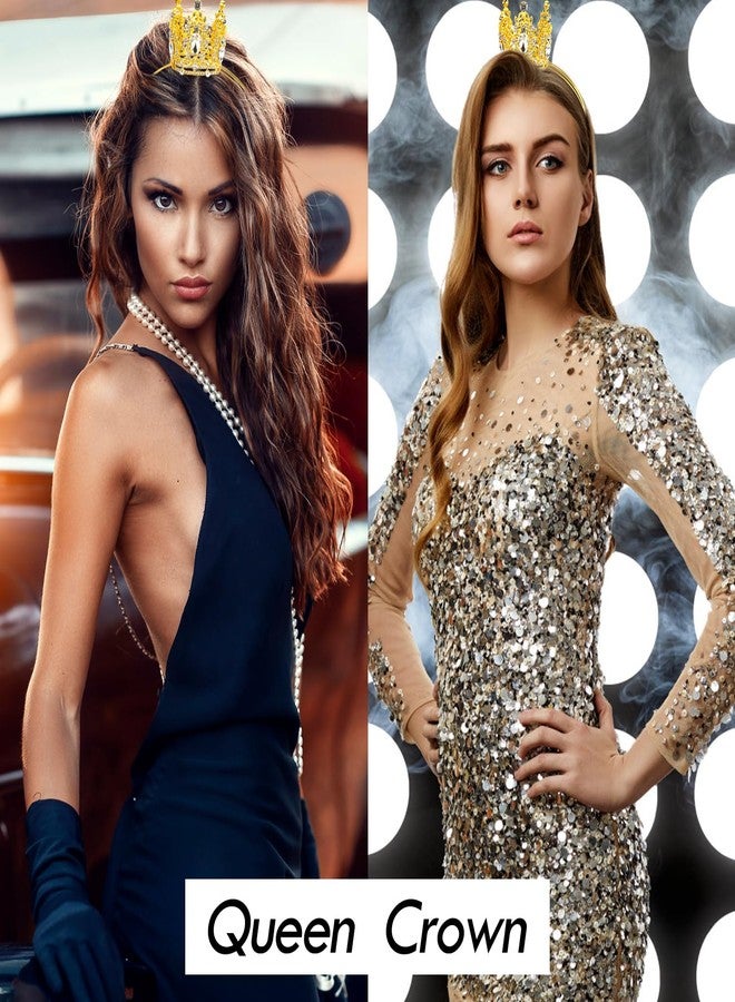 VELSCRUN Gold Crystal Tiara Headband, Crowns for Women, Princess Girls Tiaras, Royal Queen Crown Princess Quinceanera Headpieces for Birthday Prom Bride Wedding Pageant Party Hair Band - Image 3