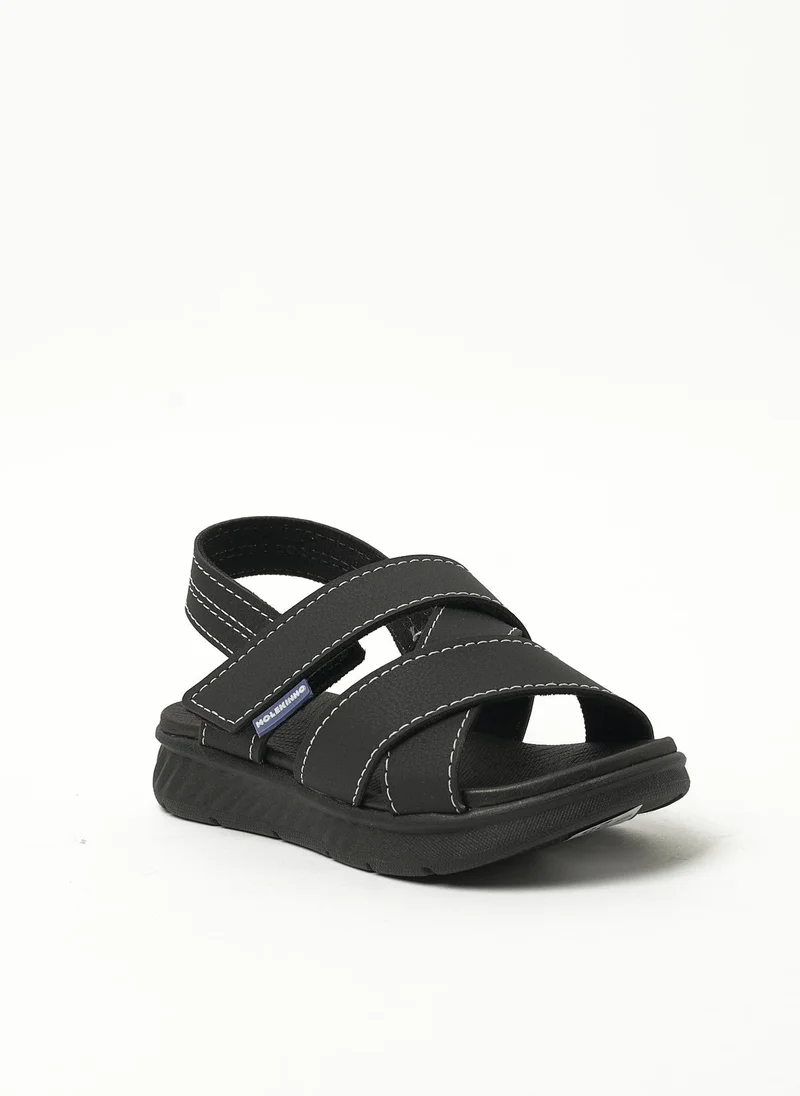 MOLEKINHO MOLEKINHO Sandals with Back strap for Infant Boys – BLACK Sandals with Velcro | Comfortable PU Upper & TPR Sole
