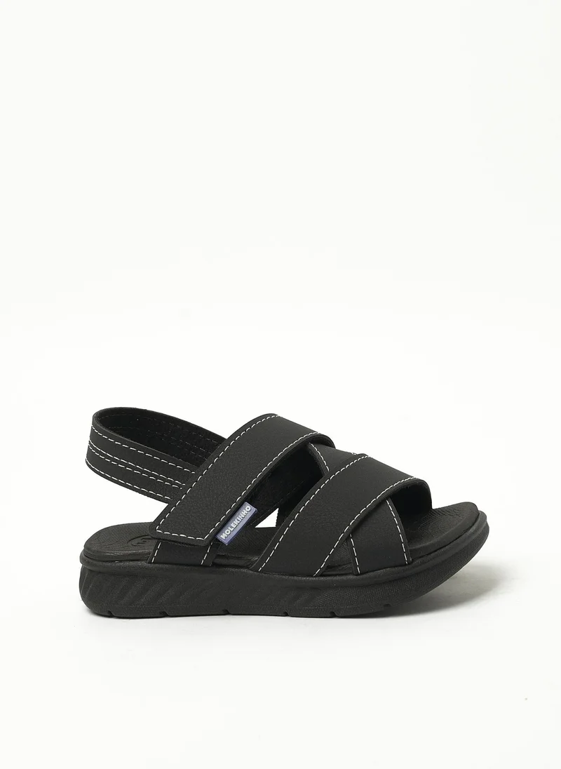 MOLEKINHO MOLEKINHO Sandals with Back strap for Infant Boys – BLACK Sandals with Velcro | Comfortable PU Upper & TPR Sole