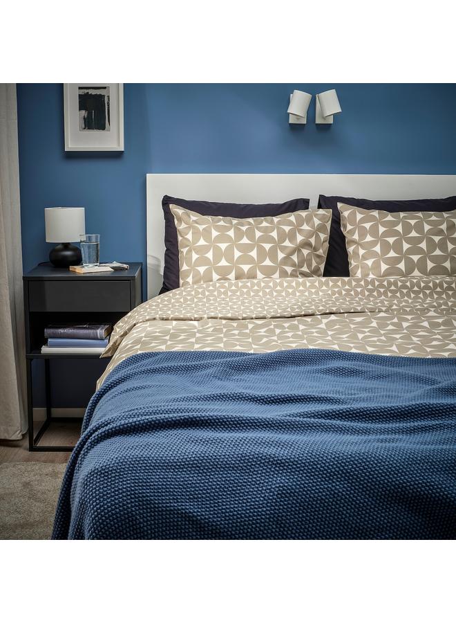 زبون غطاء لحاف وغطاء وسادة، رمادي-بيج/عاجي، 150×200/50×80 سم - Image 2