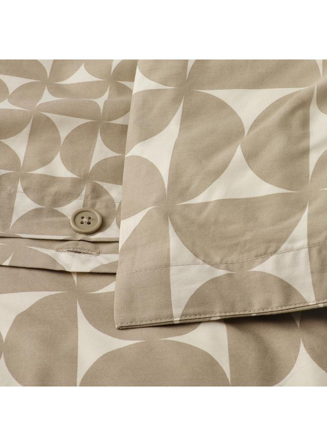 زبون غطاء لحاف وغطاء وسادة، رمادي-بيج/عاجي، 150×200/50×80 سم - Image 4