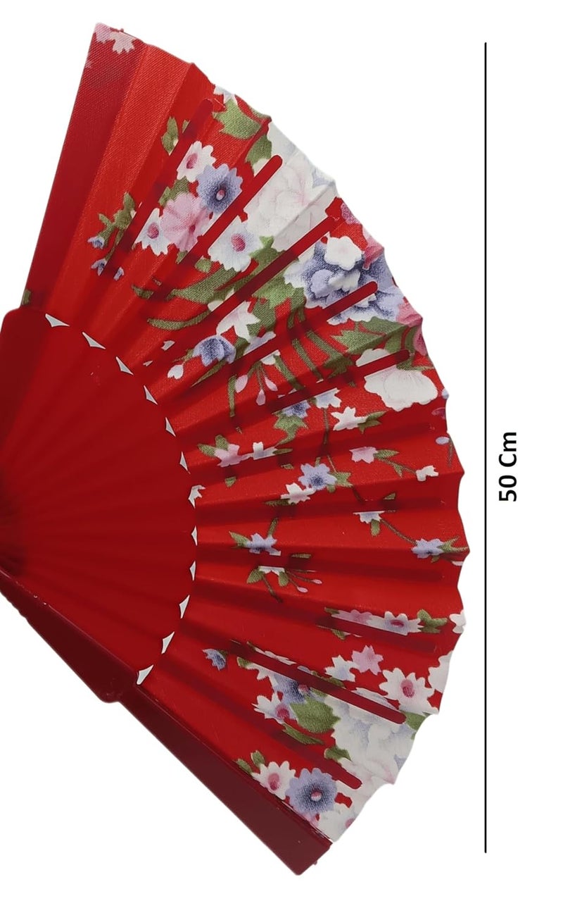 Gold Leaf GOLD LEAF 3 Pieces Floral Folding Hand Fans Traditional Style Fan Folding Fan Vintage Pattern Hand Fan Handheld Fabric Folding Fan for Hot Flash DecorationDance Gift Multicolor  - Image 3