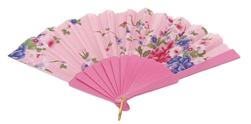 Gold Leaf GOLD LEAF 3 Pieces Floral Folding Hand Fans Traditional Style Fan Folding Fan Vintage Pattern Hand Fan Handheld Fabric Folding Fan for Hot Flash DecorationDance Gift Multicolor  - Image 5