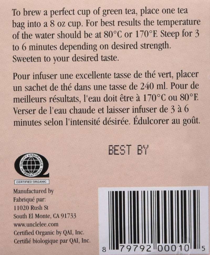 Uncle Lee's Tea Imperial Organic, Green Tea with Goji Berry, 18 Tea Bags, 1.14 oz (32.4 g) - Image 3