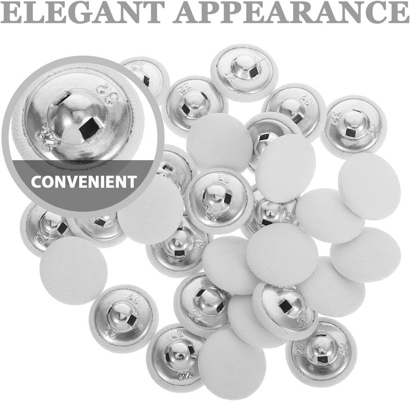 Alipis 30pcs White Fabric Covered Round Metal Shank Buttons 20mm for Sewing DIY Garments Jackets Bridal Gowns Coat Repairs - Image 3