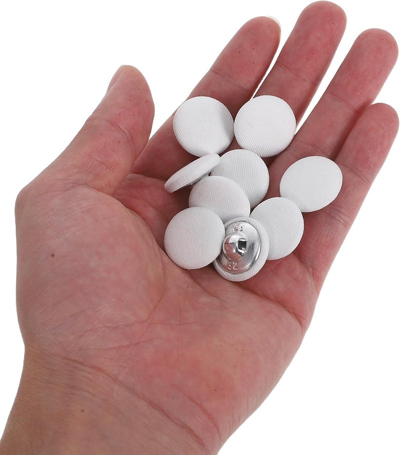 Alipis 30pcs White Fabric Covered Round Metal Shank Buttons 20mm for Sewing DIY Garments Jackets Bridal Gowns Coat Repairs - Image 4