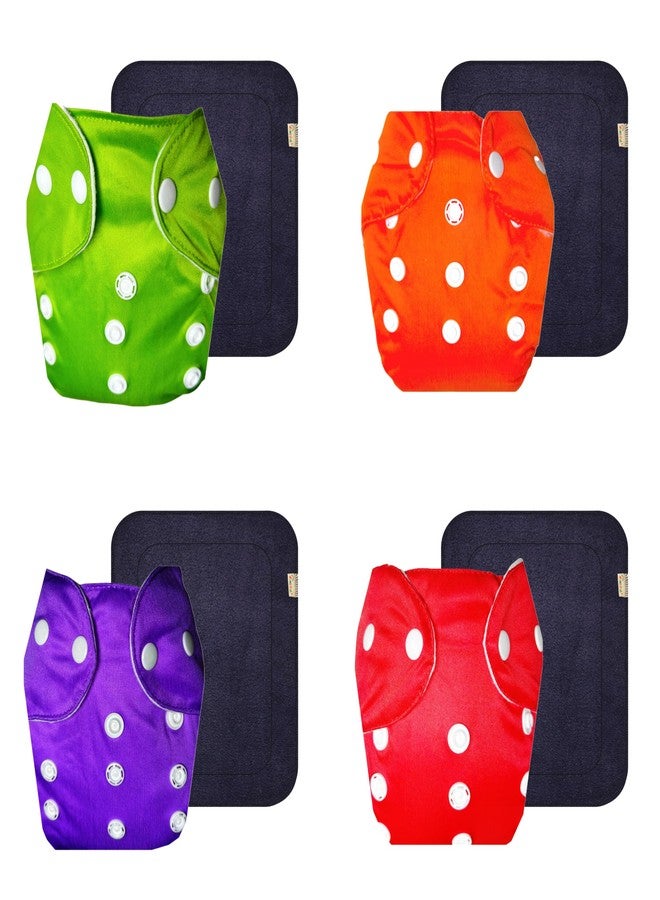 Dumbledo Lite Cloth Diaper with Gray Insert (Pack of 4) | Hypoallergenic | Breathable | Adjustable Snaps | Everyday Diapering Essential | 3 Months - 2 Years | Unisex Baby - Image 1