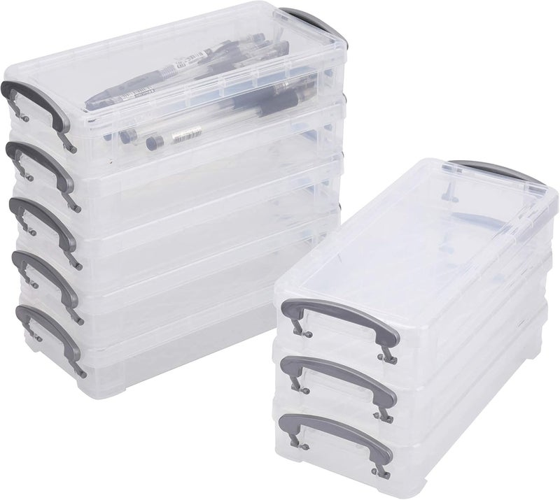 WUWEOT 8 Pack Large Capacity Plastic Pencil Box With Snaptight Lid Office Supplies Storage Organizer Watercolor Pen Drawing Tools Container 85x 4x 15 - Image 3