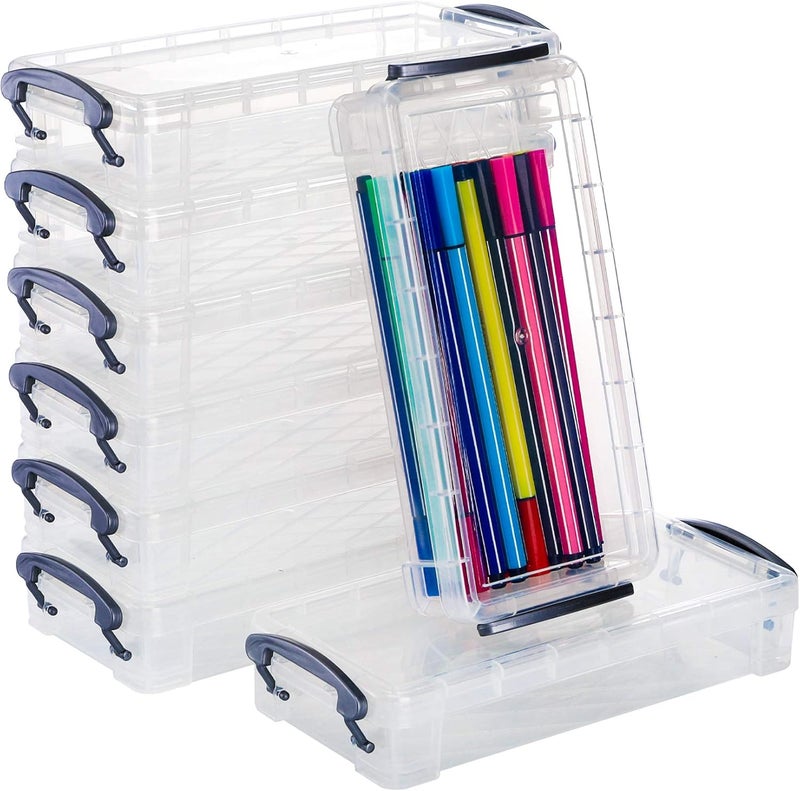 WUWEOT 8 Pack Large Capacity Plastic Pencil Box With Snaptight Lid Office Supplies Storage Organizer Watercolor Pen Drawing Tools Container 85x 4x 15 - Image 1