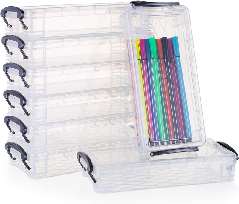 WUWEOT 8 Pack Large Capacity Plastic Pencil Box With Snaptight Lid Office Supplies Storage Organizer Watercolor Pen Drawing Tools Container 85x 4x 15 - Image 2