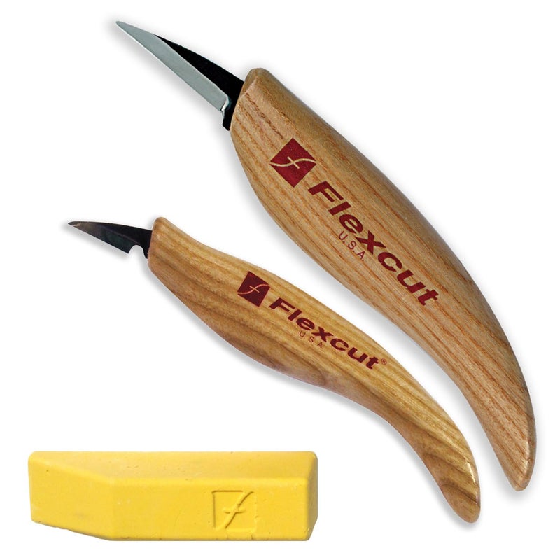 FLEXCUT مجموعة نحت الخشب من فليكس كات | مجموعة سكاكين التفاصيل، مع سكين ميني-بيلكان، نحت، وسكين تفاصيل | شفرات من فولاذ الكربون العالي 1095 | KN400 | صنع في الولايات المتحدة الأمريكية - Image 5