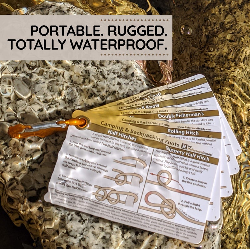 ReferenceReady Outdoor Knots - Waterproof Knot Tying Cards with Mini Carabiner - Includes 22 Rope Knots for Camping, Backpacking, & Scouting Scenarios - Image 3