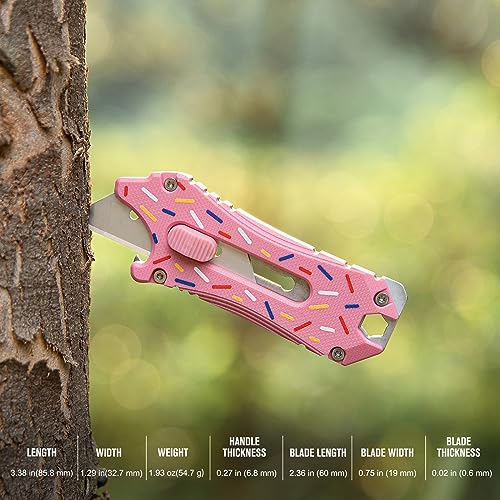 OKNIFE Otacle EDC Retractable Utility Knife, Box Opener Razor Knife, Multifunctional Tool with Belt Cutter, Bottle Opener, Hex Wrench and 6.35 mm Slotted Screwdriver(Doughnut) - Image 2