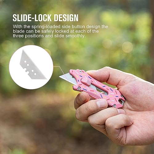 OKNIFE Otacle EDC Retractable Utility Knife, Box Opener Razor Knife, Multifunctional Tool with Belt Cutter, Bottle Opener, Hex Wrench and 6.35 mm Slotted Screwdriver(Doughnut) - Image 5