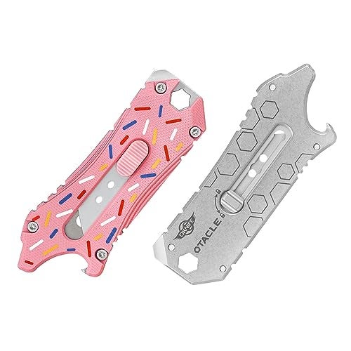 OKNIFE Otacle EDC Retractable Utility Knife, Box Opener Razor Knife, Multifunctional Tool with Belt Cutter, Bottle Opener, Hex Wrench and 6.35 mm Slotted Screwdriver(Doughnut) - Image 1