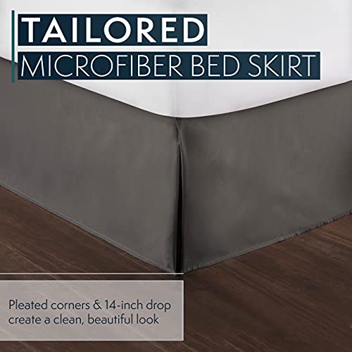 HC Collection Bed Skirt, Soft Microfiber Box Spring Cover, Bed Skirting Full Size, 14" Inch Drop, Wrinkle & Fade Resistant - Gray - Image 2