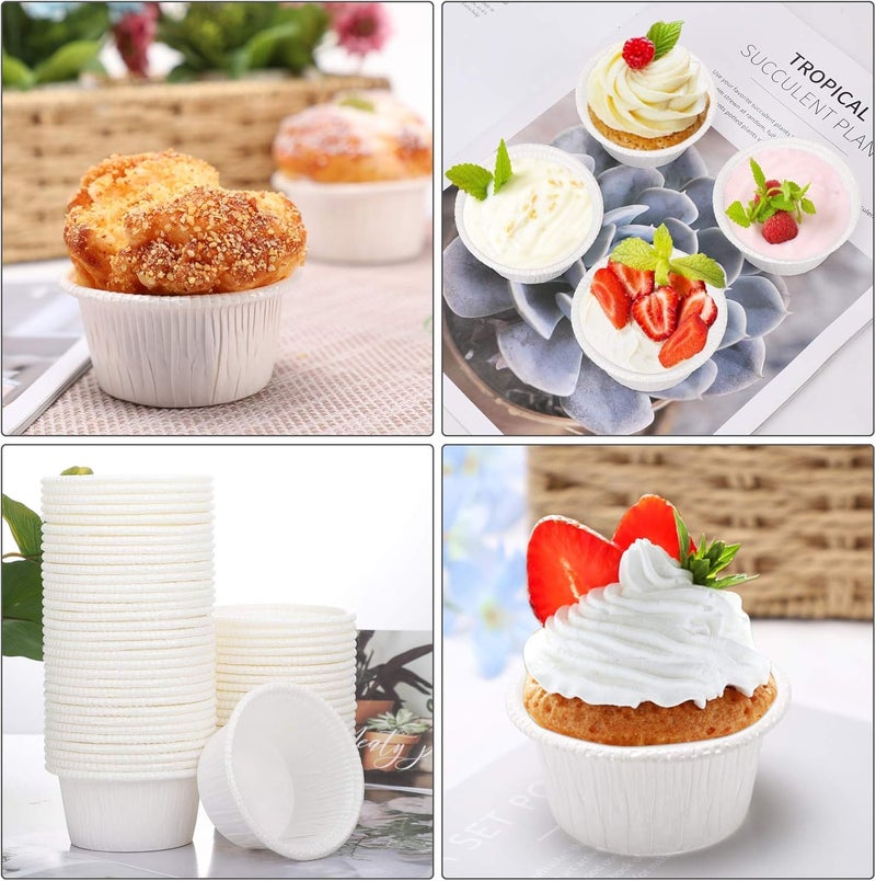 Esslly White Baking Paper Cups HighTemperature Resistant GreaseProof with PE Coating Perfect for Muffins Lava Cakes and More 8x6x4 cm Pack of 100 - Image 5