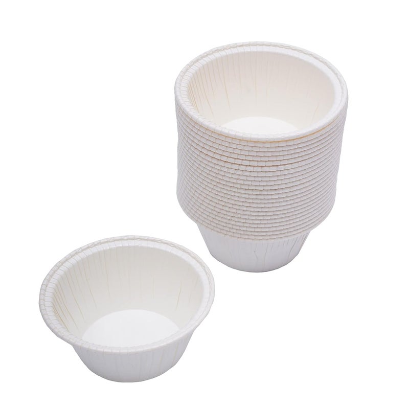 Esslly White Baking Paper Cups HighTemperature Resistant GreaseProof with PE Coating Perfect for Muffins Lava Cakes and More 8x6x4 cm Pack of 100 - Image 4