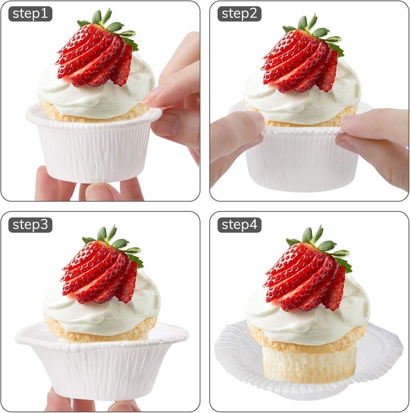 Esslly White Baking Paper Cups HighTemperature Resistant GreaseProof with PE Coating Perfect for Muffins Lava Cakes and More 8x6x4 cm Pack of 100 - Image 2