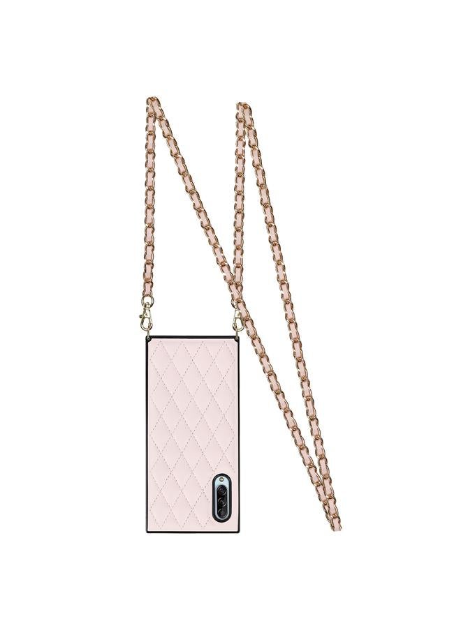 erorex Case For Samsung Galaxy A90 5G Elegant Rhombic Pattern Microfiber Leather +TPU Shockproof Case with Crossbody Strap Chain - Image 2