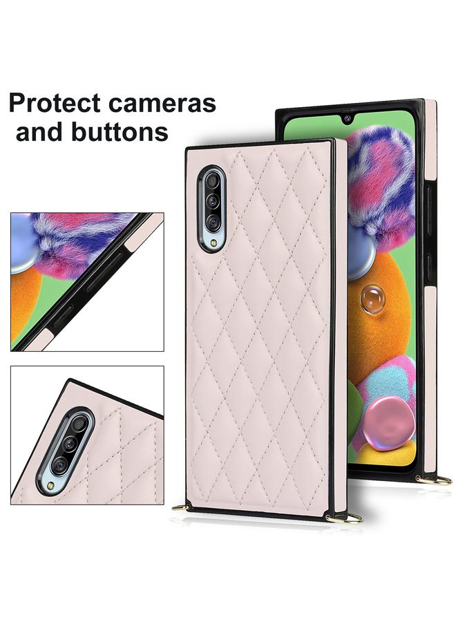 erorex Case For Samsung Galaxy A90 5G Elegant Rhombic Pattern Microfiber Leather +TPU Shockproof Case with Crossbody Strap Chain - Image 4