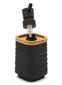 Happy Home Woven Square Soap Dispenser with Bamboo Touch, 280ml, Perfect for Kitchen and Bathroom, Countertop Soap Dispenser 16cm  - Image 3