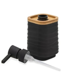 Happy Home Woven Square Soap Dispenser with Bamboo Touch, 280ml, Perfect for Kitchen and Bathroom, Countertop Soap Dispenser 16cm  - Image 2