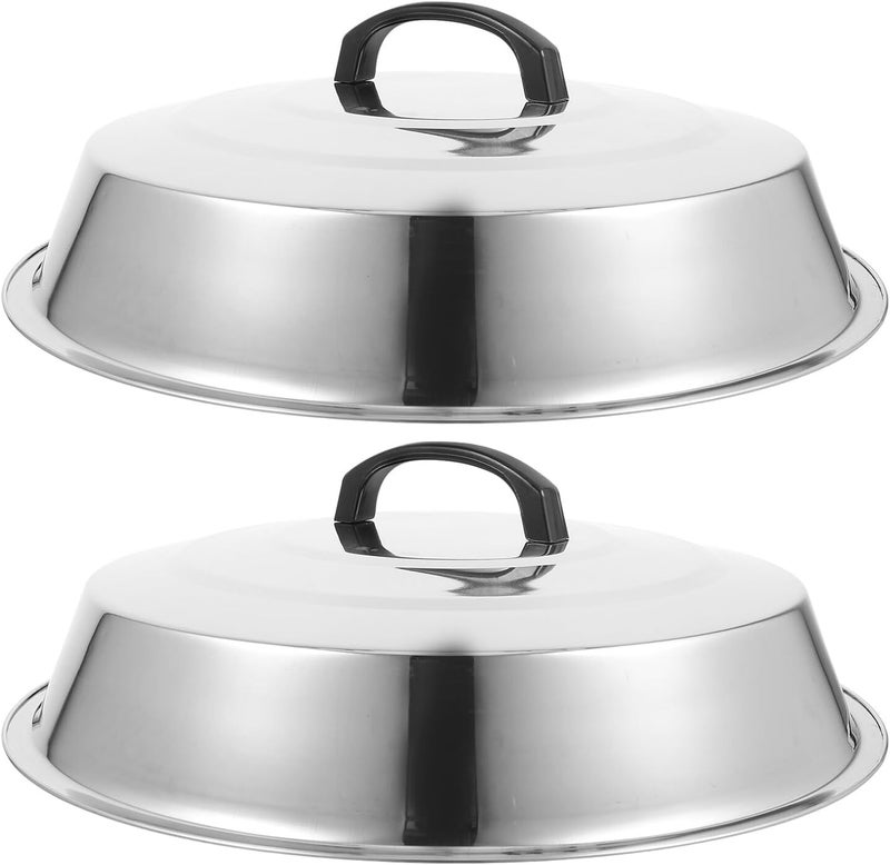 Luxshiny 2pcs 36cm Stainless Steel Cooking Pan Lid and Grill Dome Universal Wok Lid for Stir Frying and Outdoor Food Cover - Image 1