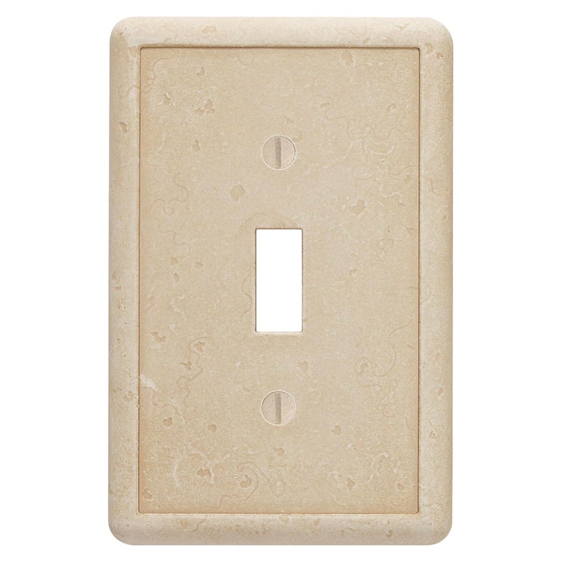 Questech Light Switch Cover Single Toggle Wall Plate for Electrical Outlets 1Gang Single Switch Plates Standard Size Receptacle Cover Decorative Tumbled Texture Travertine
